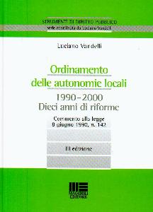 VANDELLI LUCIANO, ORDINAMENTO DELLE AUTONOMIE LOCALI