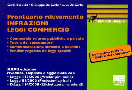 BARBERA  - DE CARLO, Prontuario rilevamento infrazioni commercio - 27�