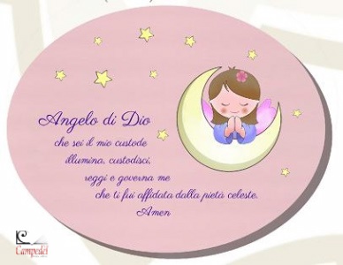 QUADRETTO, Ovale Angelo di Dio Baby rosa cm 27x21 PL7101