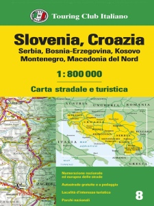 TOURING CLUB TCI, Slovenia, Croazia, Serbia, Bosnia 1:800 000
